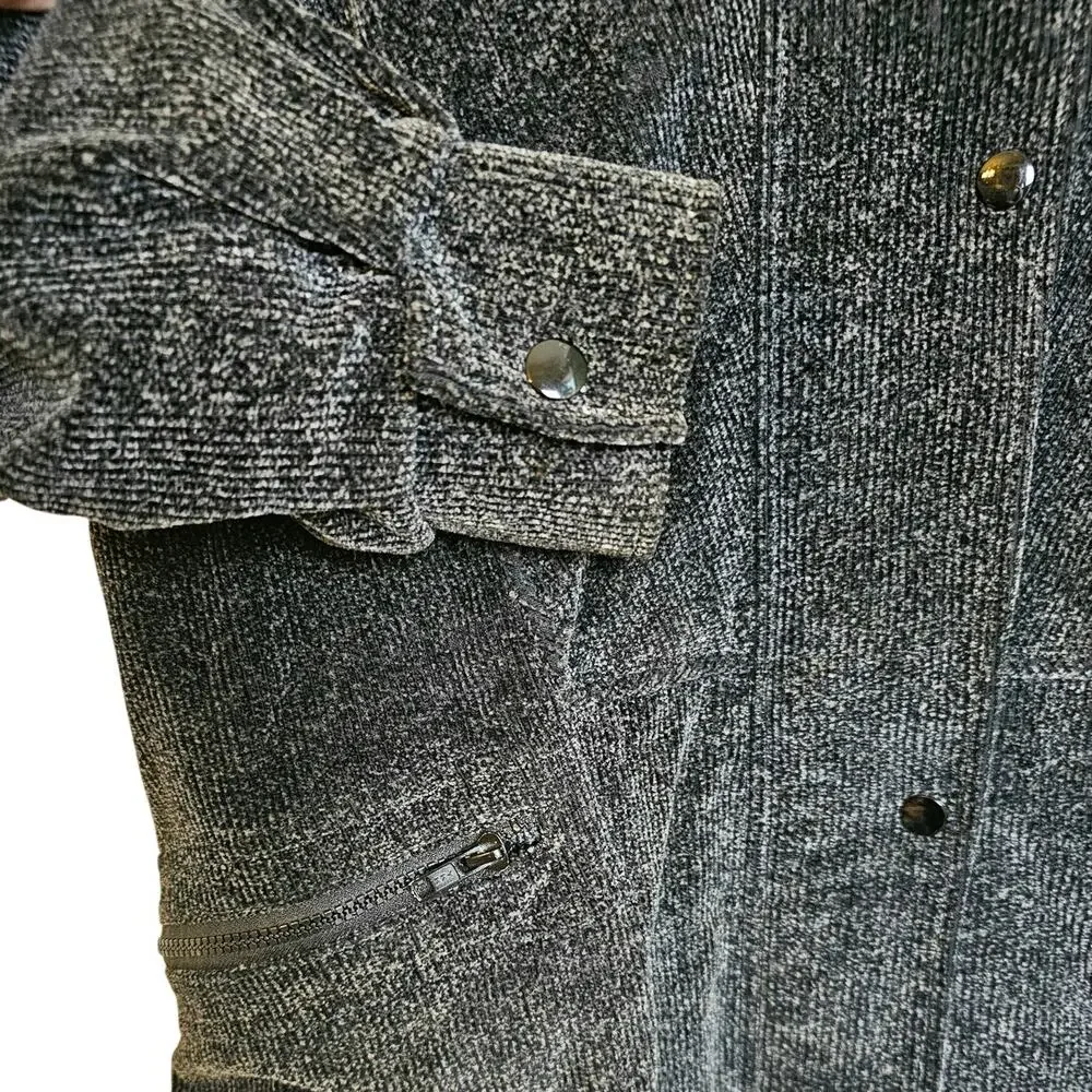 Portrait Vintage 80s Black Corduroy Oversized Bomber Jacket